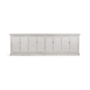 Classic Home Elmer 8-door cabinet in Shoreline Wash with rustic wood finish and ample storage space.