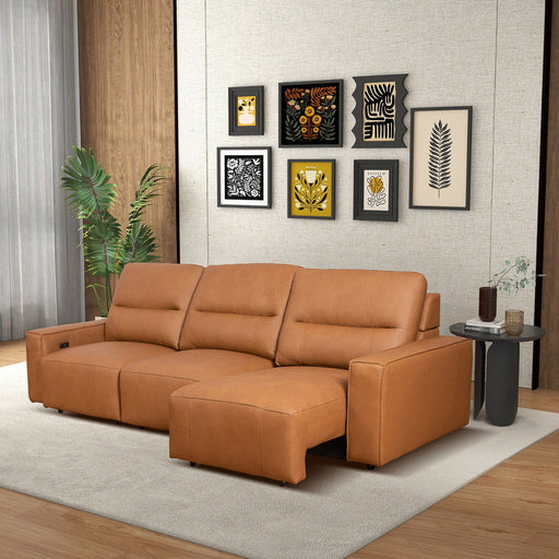 Grant - Triple Power Convertible Sofa - Cognac - R&R Furniture Gallery (Fountain Valley, CA)