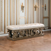 Constantine - Bench - Light Gold Synthetic Leather , Brown & Gold - R&R Furniture Gallery (Fountain Valley, CA)