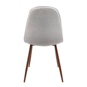 Set of two Lumi Source Pebble mid-century modern dining chairs with sleek wooden legs and upholstered seats.