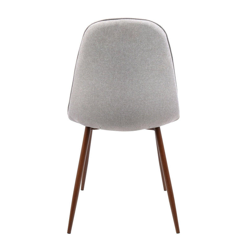 Set of two Lumi Source Pebble mid-century modern dining chairs with sleek wooden legs and upholstered seats.