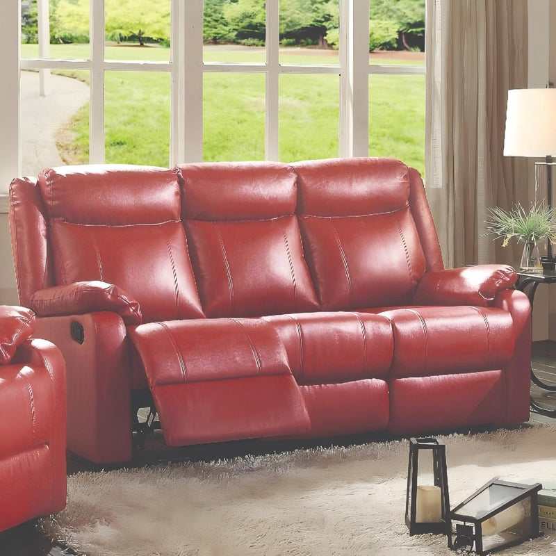 Contemporary three-seater reclining sofa by Glory Furniture with plush fabric and modern design, shown in a stylish living room setting.