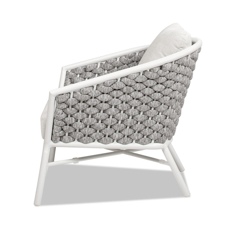 Rowan - Rope Barrel Back Patio Accent Arm Chair (Set of 2) - Optic White - R&R Furniture Gallery (Fountain Valley, CA)