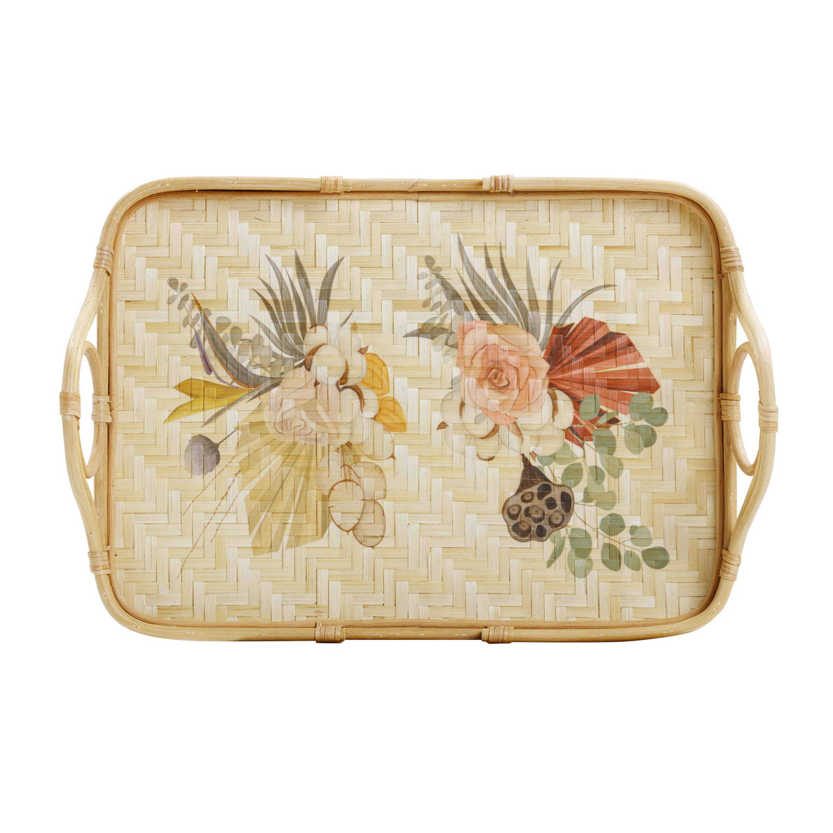 Corey - Floral Bamboo Tray - Multi - R&R Furniture Gallery (Fountain Valley, CA)
