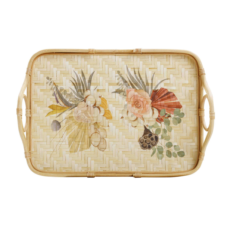Corey - Floral Bamboo Tray - Multi - R&R Furniture Gallery (Fountain Valley, CA)