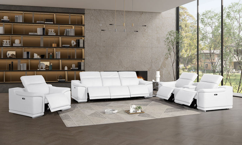 2679 - Power Reclining Sofa, Console Loveseat & Chair Set In Genuine Leather (6 Recliners)