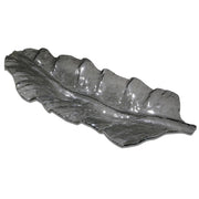 Dark gray glass tray with smoked leaf design by Uttermost, perfect for stylish home decor or serving.