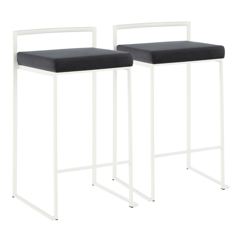 Lumi Source Fuji simple elegance contemporary stackable counter stool set with sleek design and neutral upholstery.