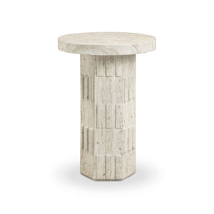 Asta - Concrete Indoor/Outdoor Side Table - Travertine - R&R Furniture Gallery (Fountain Valley, CA)