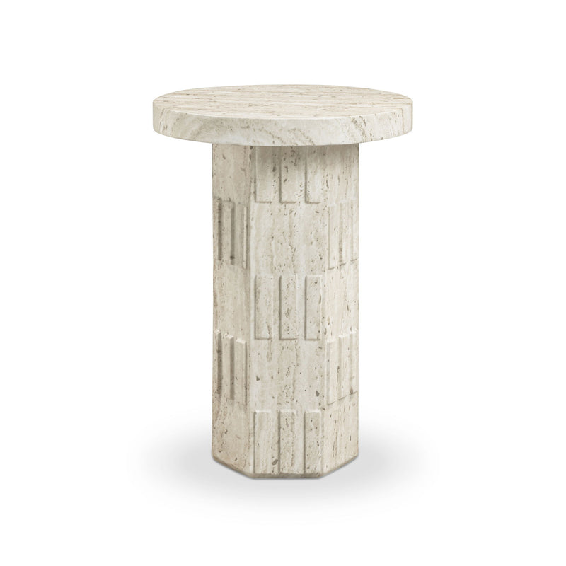 Asta - Concrete Indoor/Outdoor Side Table - Travertine - R&R Furniture Gallery (Fountain Valley, CA)