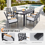 Outdoor Patio Furniture Dining Set With Sunbrella Fabric, Rectangular Table With Umbrella Hole - R&R Furniture Gallery (Fountain Valley, CA)