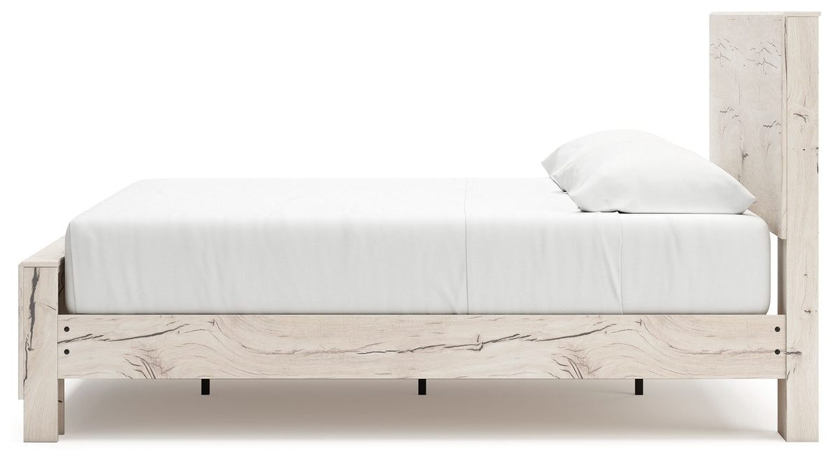 Signature Design by Ashley Lawroy storage bed with built-in drawers and panel headboard, modern bedroom furniture for efficient space use.