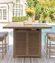 Walton Bridge - Square Bar Table W/Fire Pit - Driftwood - R&R Furniture Gallery (Fountain Valley, CA)