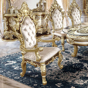Desiderius - Arm Chair (Set of 2) - Antique Gold & Hand-Painted Brown - R&R Furniture Gallery (Fountain Valley, CA)