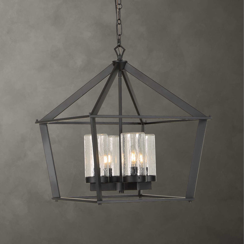 Evanston - 4 Light Indoor-Outdoor Pendant - Black