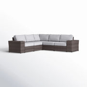 Wide Reversible Outdoor Sectional Sofa With Cushions - Brown / Gray - R&R Furniture Gallery (Fountain Valley, CA)