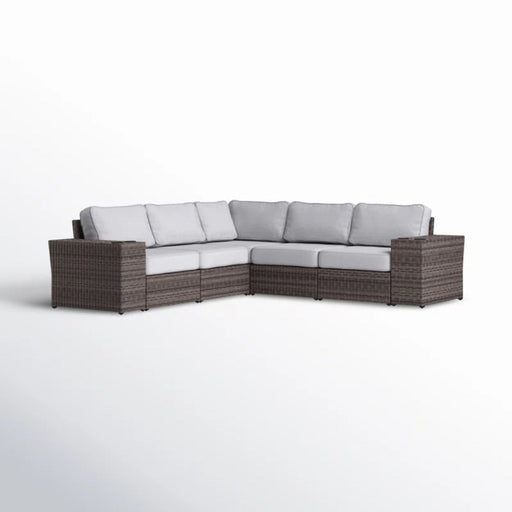 Wide Reversible Outdoor Sectional Sofa With Cushions - Brown / Gray - R&R Furniture Gallery (Fountain Valley, CA)