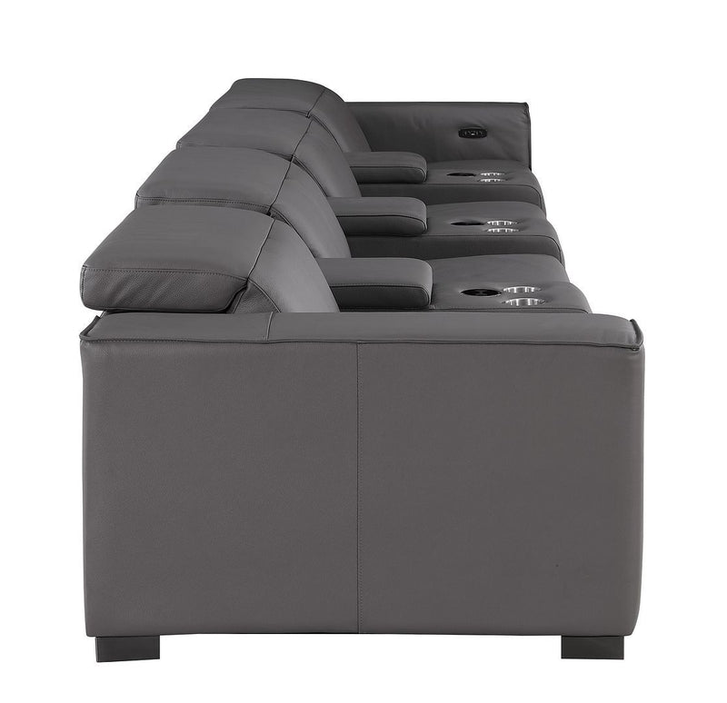 1208 - 7 Piece Leather Sofa With 4 Power Recliners And Power Headrests