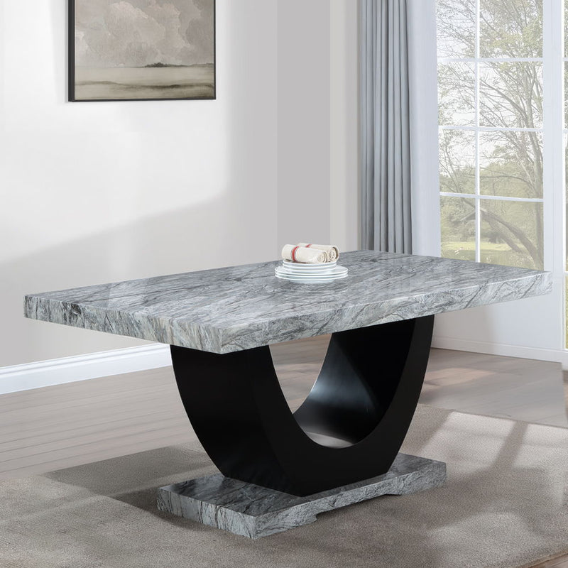 Caralin - Dining Table - Engineered Stone & Black - R&R Furniture Gallery (Fountain Valley, CA)