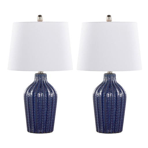 Lumi Source Rockwell contemporary table lamp set with sleek modern design, featuring two stylish lamps with cylindrical shades.