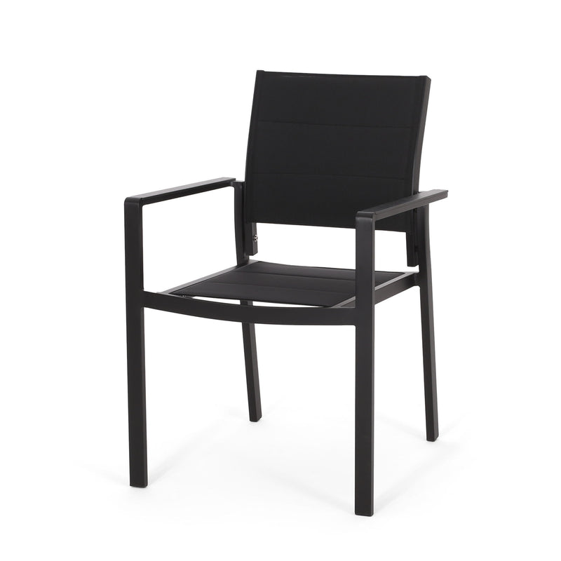 Baird - Outdoor Mesh And Aluminum Dining Chairs - Black - R&R Furniture Gallery (Fountain Valley, CA)