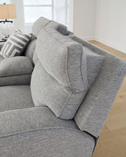 Biscoe - Power Reclining Loveseat With Console /Adj Headrest - Pewter - R&R Furniture Gallery (Fountain Valley, CA)