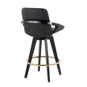 Set of two Lumi Source Cosmo contemporary fixed height counter stools with swivel seats and round footrests.