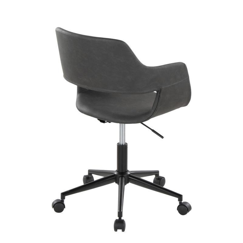 Lumi Source Margarite contemporary design task chair with a sleek black seat and modern metal frame for office or desk use.