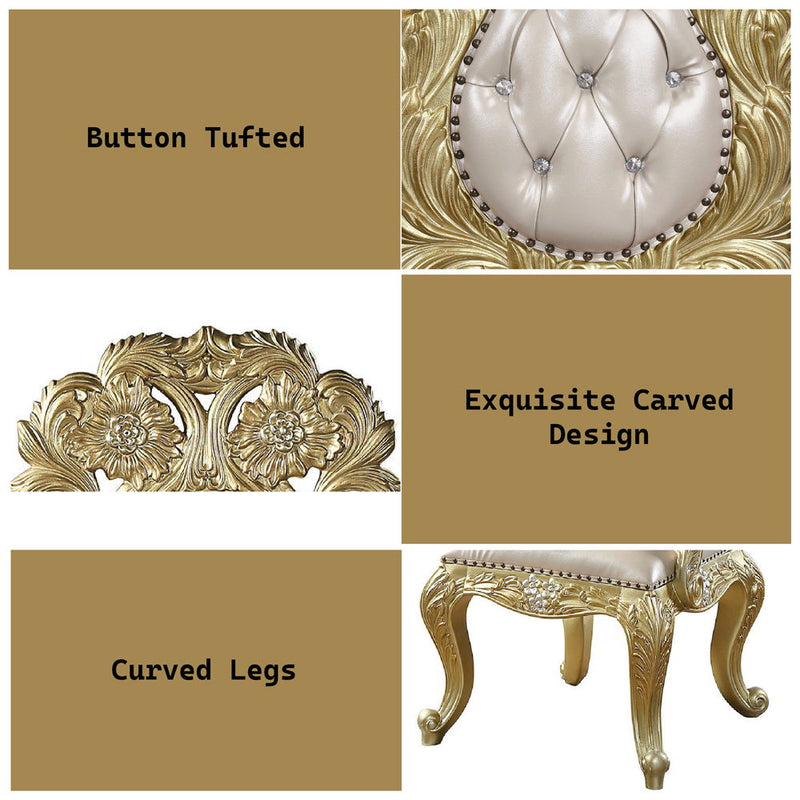 Cabriole - Arm Chair (Set of 2) - Light Gold Synthetic Leather & Gold - R&R Furniture Gallery (Fountain Valley, CA)