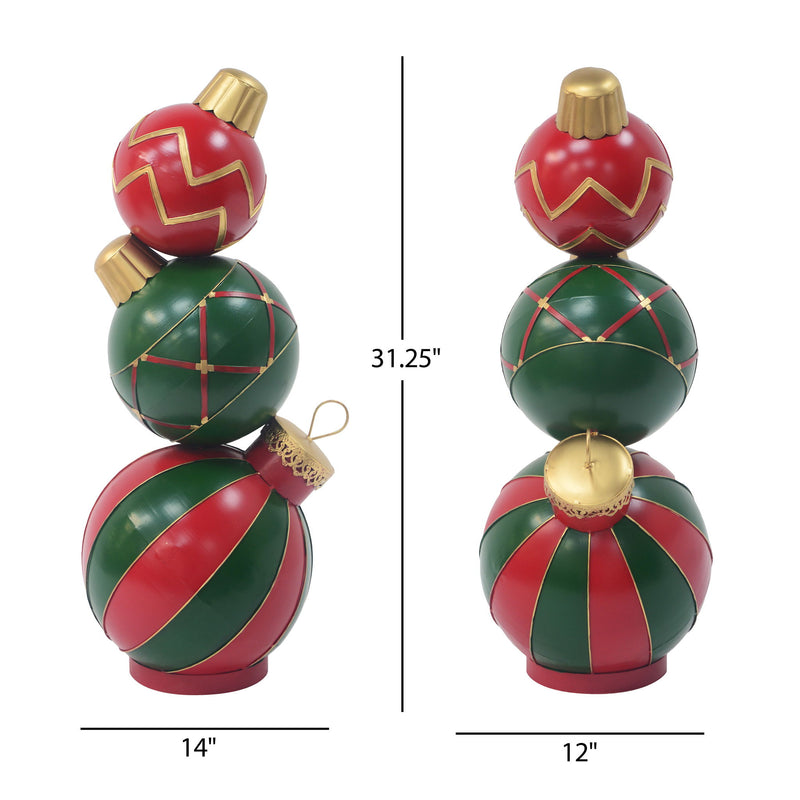 Classic Stacked Christmas Ball Decoration With Durable Construction - Red - R&R Furniture Gallery (Fountain Valley, CA)