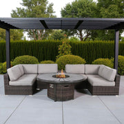 Rattan Patio Set With Comfortable Cushions And Fire Pit - R&R Furniture Gallery (Fountain Valley, CA)