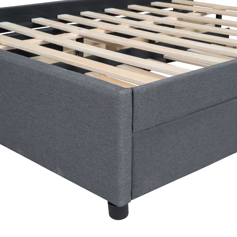 Upholstered Platform Bed With Brick Pattern Headboard And Twin Long Size Trundle - R&R Furniture Gallery (Fountain Valley, CA)