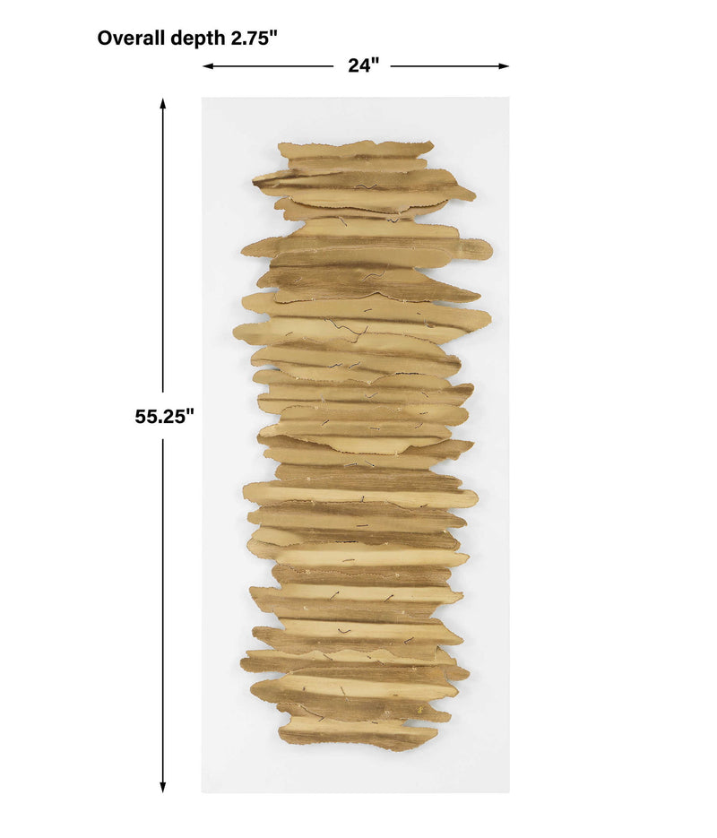 White and gold metal wall decor by Uttermost featuring geometric design, ideal for modern interior wall accents.