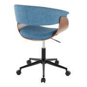 Lumi Source vintage mid-century modern office desk chair with wooden armrests and upholstered seat and back in a stylish design.