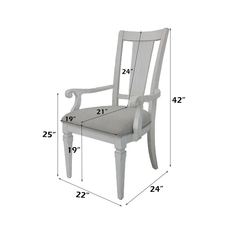 Katia - Arm Chair (Set of 2) - Light Gray Linen & Weathered White - R&R Furniture Gallery (Fountain Valley, CA)
