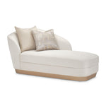 Michael Amini La Rachelle chaise featuring elegant upholstered fabric and carved wooden legs.