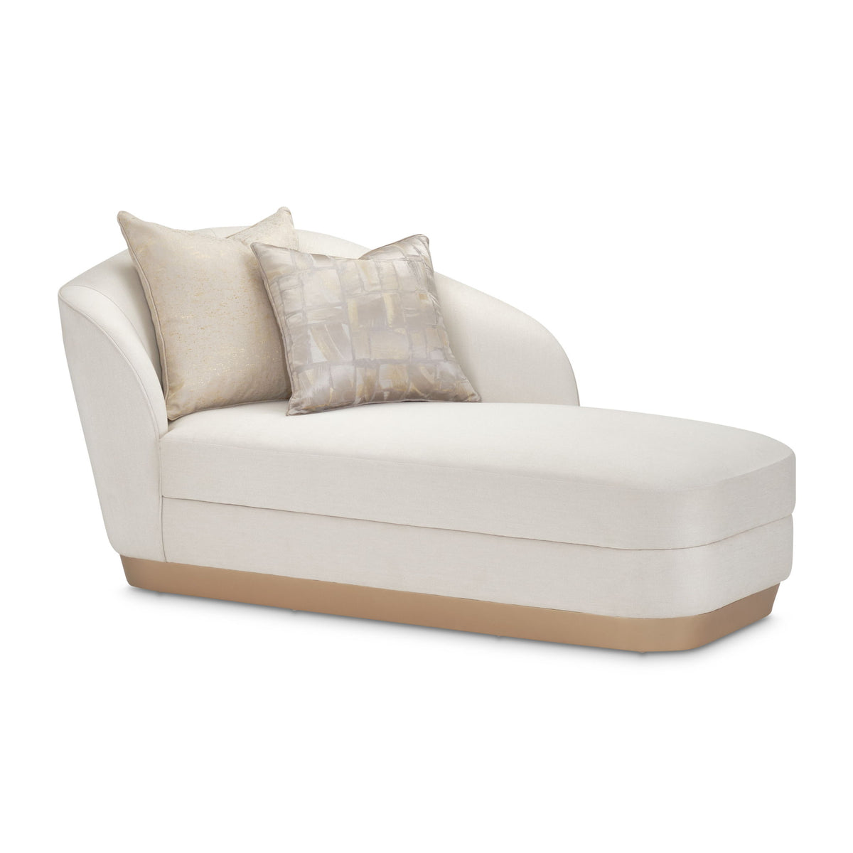 Michael Amini La Rachelle chaise featuring elegant upholstered fabric and carved wooden legs.