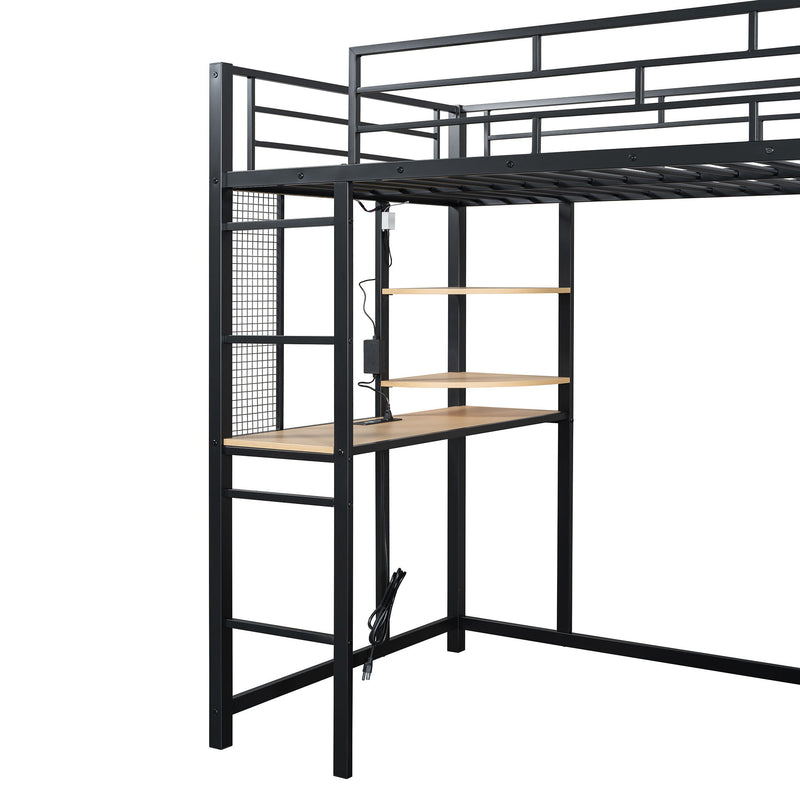 Loft Bed With Desk, Shelves, Power Outlet, LED Light And Wardrobe - R&R Furniture Gallery (Fountain Valley, CA)