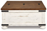 Wystfield - Cocktail Table with Storage - White / Brown - R&R Furniture Gallery (Fountain Valley, CA)