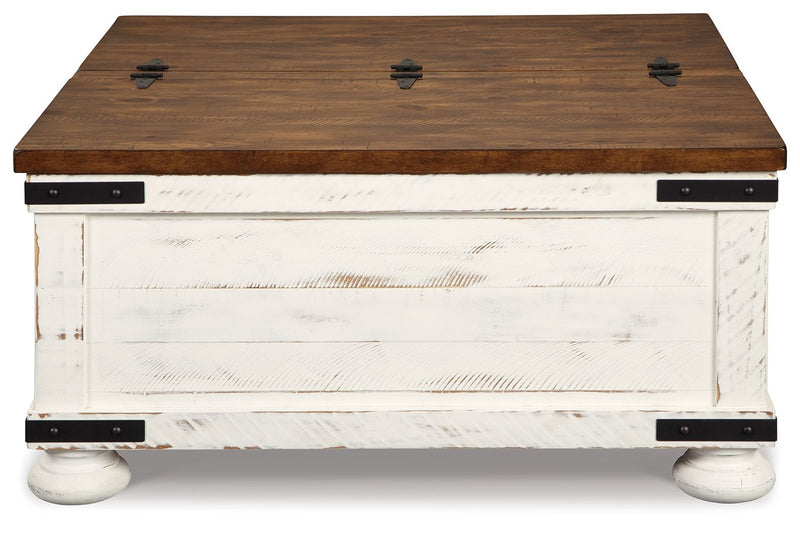 Wystfield - Cocktail Table with Storage - White / Brown - R&R Furniture Gallery (Fountain Valley, CA)