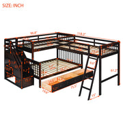 Solid L Shaped Bunk Bed With 3 Drawers, Ladder And Staircase - R&R Furniture Gallery (Fountain Valley, CA)