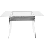 Lumi Source Glacier contemporary clear glass and chrome writing desk with sleek modern design and clean lines.