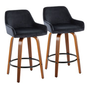 Set of two Lumi Source Daniella contemporary counter stools with swivel, fixed height, round footrest, modern design
