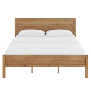 Ridgecrest Home Maddox panel bed with a modern wooden frame and headboard, showcasing a sleek design for a contemporary bedroom.