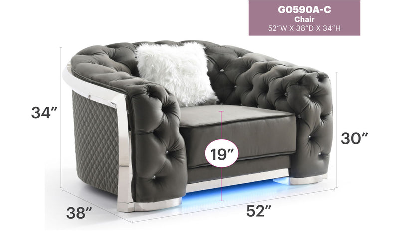 Gray Glory Furniture accent arm chair with sleek design and comfortable cushioning, perfect for modern living spaces.