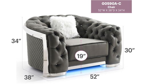 Gray Glory Furniture accent arm chair with sleek design and comfortable cushioning, perfect for modern living spaces.