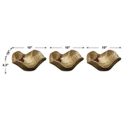 Set of three light brown Tamarine wood wall art pieces by Uttermost, natural textured wall decor for modern interior design.