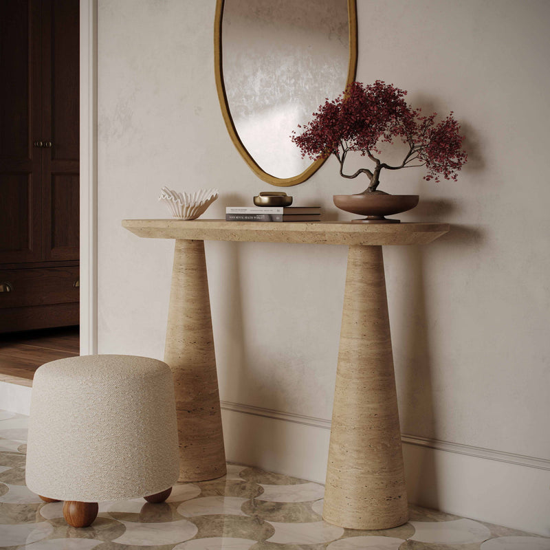 Sandra - Indoor / Outdoor Console Table - Travertine - R&R Furniture Gallery (Fountain Valley, CA)
