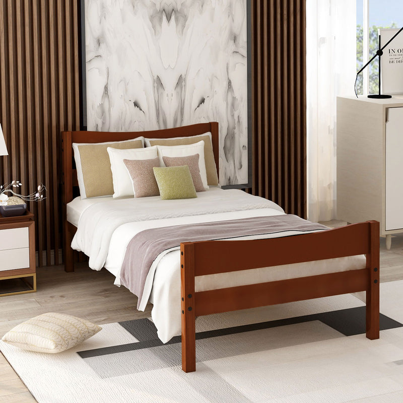 DreamHaus twin size platform bed with a sturdy wooden slat support and a stylish headboard, ideal for modern bedrooms.