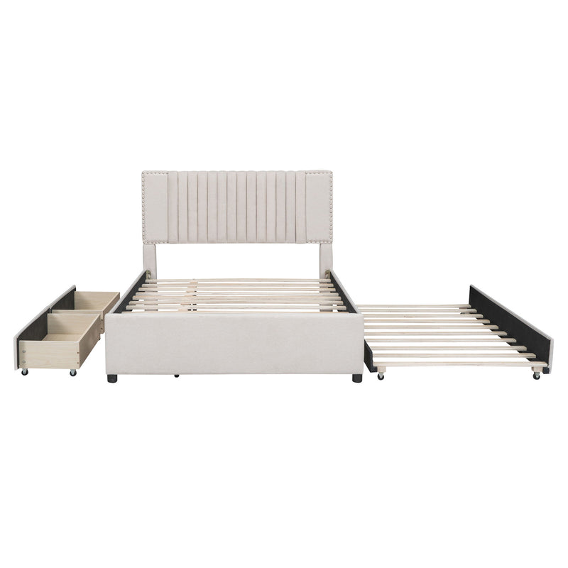 Upholstered Platform Bed With Drawers, Classic Headboard Design - R&R Furniture Gallery (Fountain Valley, CA)